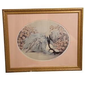 Vintage French Art Deco 1920s era Wall Art "La Belle Rose" by Louis Icart, 1974
